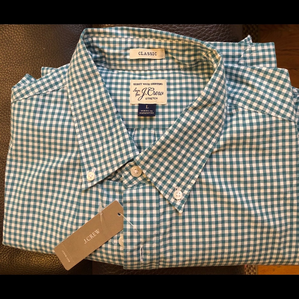 Jcrew Men’s Shirt gingham L teal